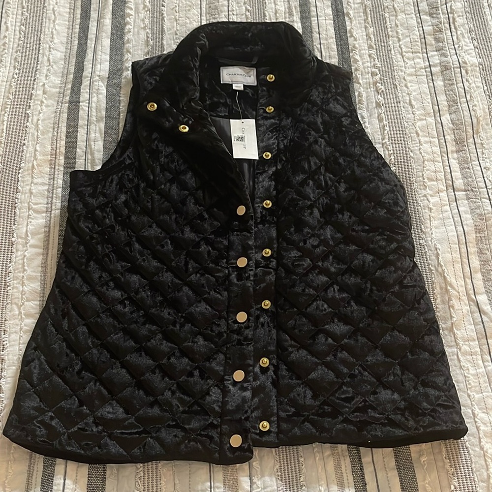 Charter club Velvet Quilted Vest black - NEW